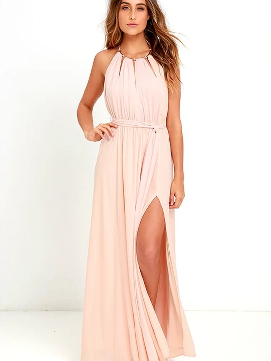 Dresses & Skirts - Lulu’s Halter Maxi Dress with Side Slit